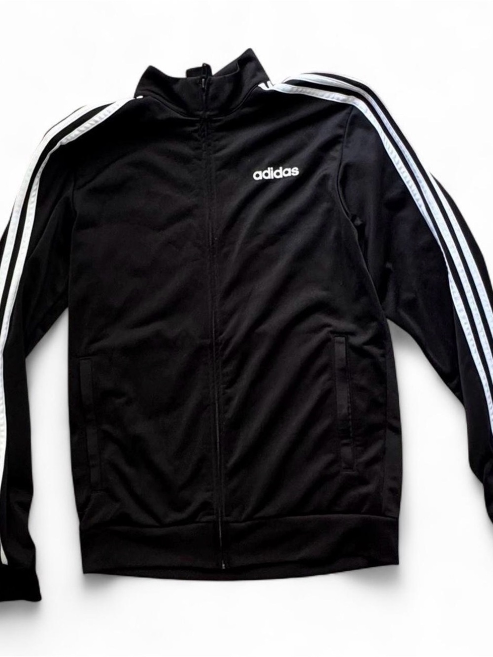 adidas Black Jacket with White Three-Stripes